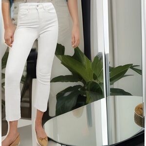 Veronica Beard White Carly kick, Crop Jeans W/Raw Hem size 32